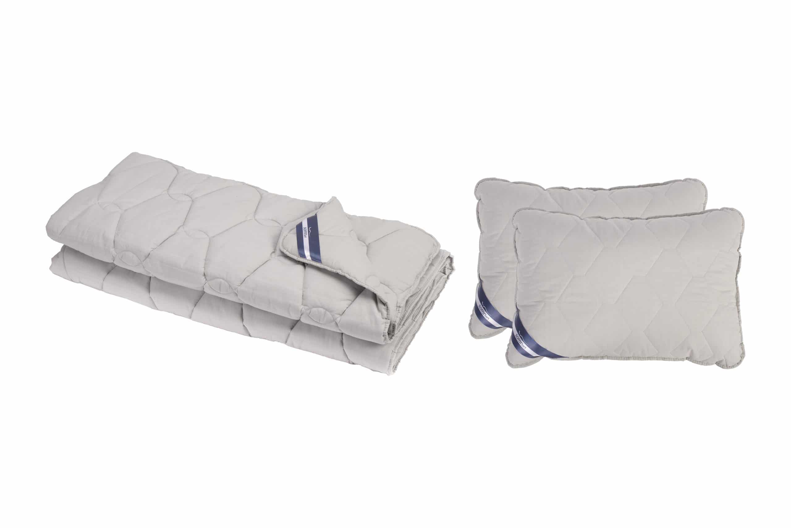 Set Pilota bumbac Somnart Bella 180x200cm 200g model biscuite + 2 perne bumbac Somnart Bella, 50x70cm, Gri - 2