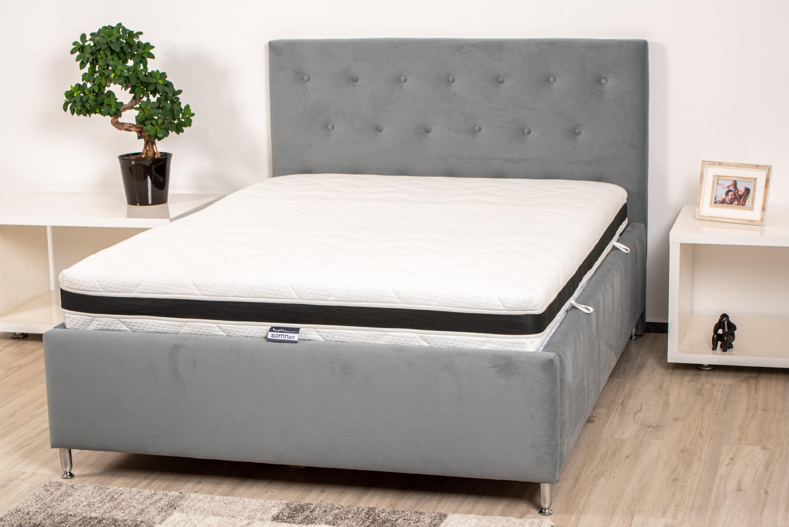 Saltea cu memorie Somnart Optimax Memory 90x200, inaltime 18cm, husa 3D detasabila si lavabila, rulata, cu manere, fermitate medie - 26