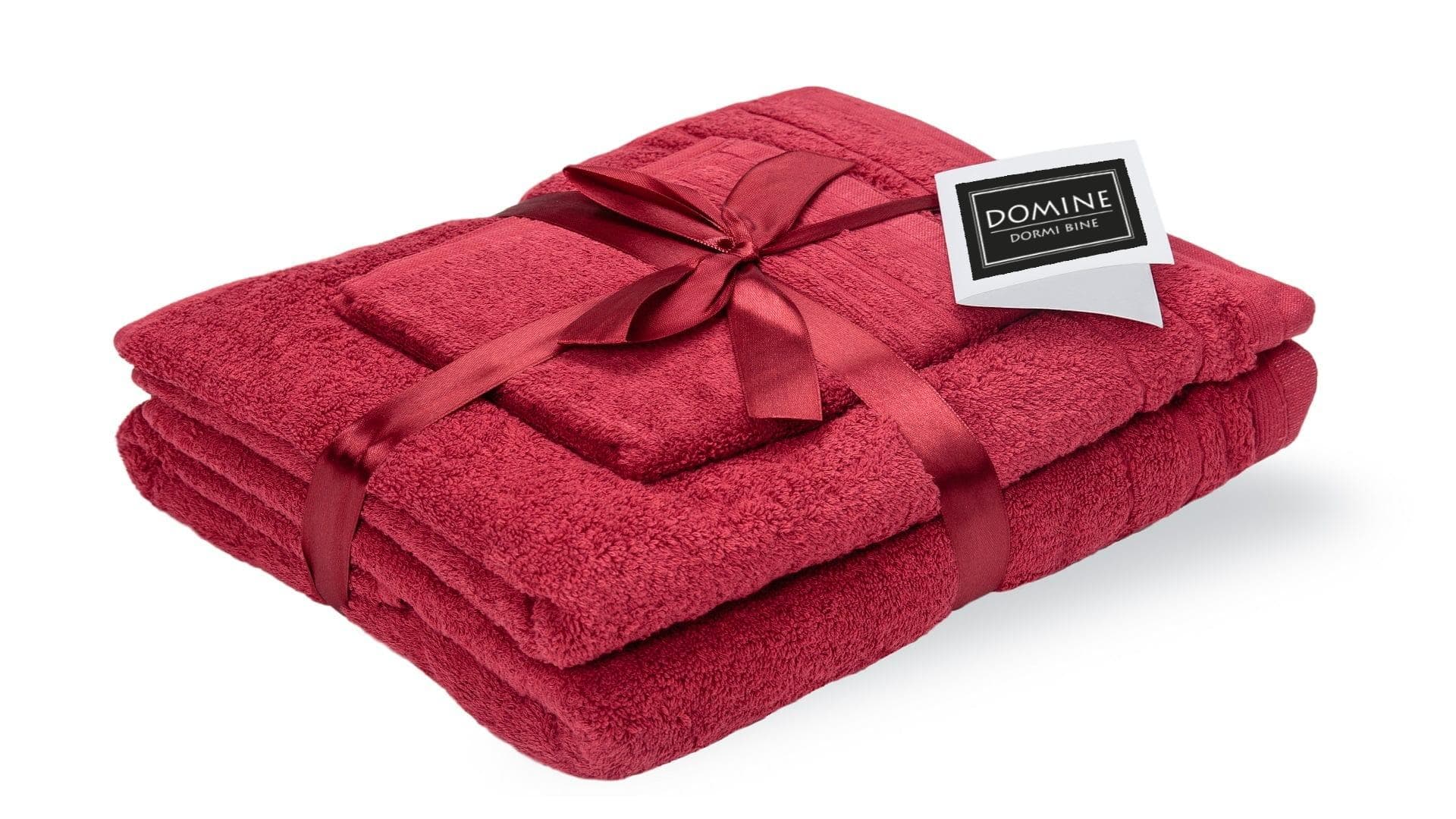 Set prosoape bumbac Somnart, 600gsm, de fata 50x90 cm + de corp 70x140 + de maini 30x50 cm - bordeaux - 6