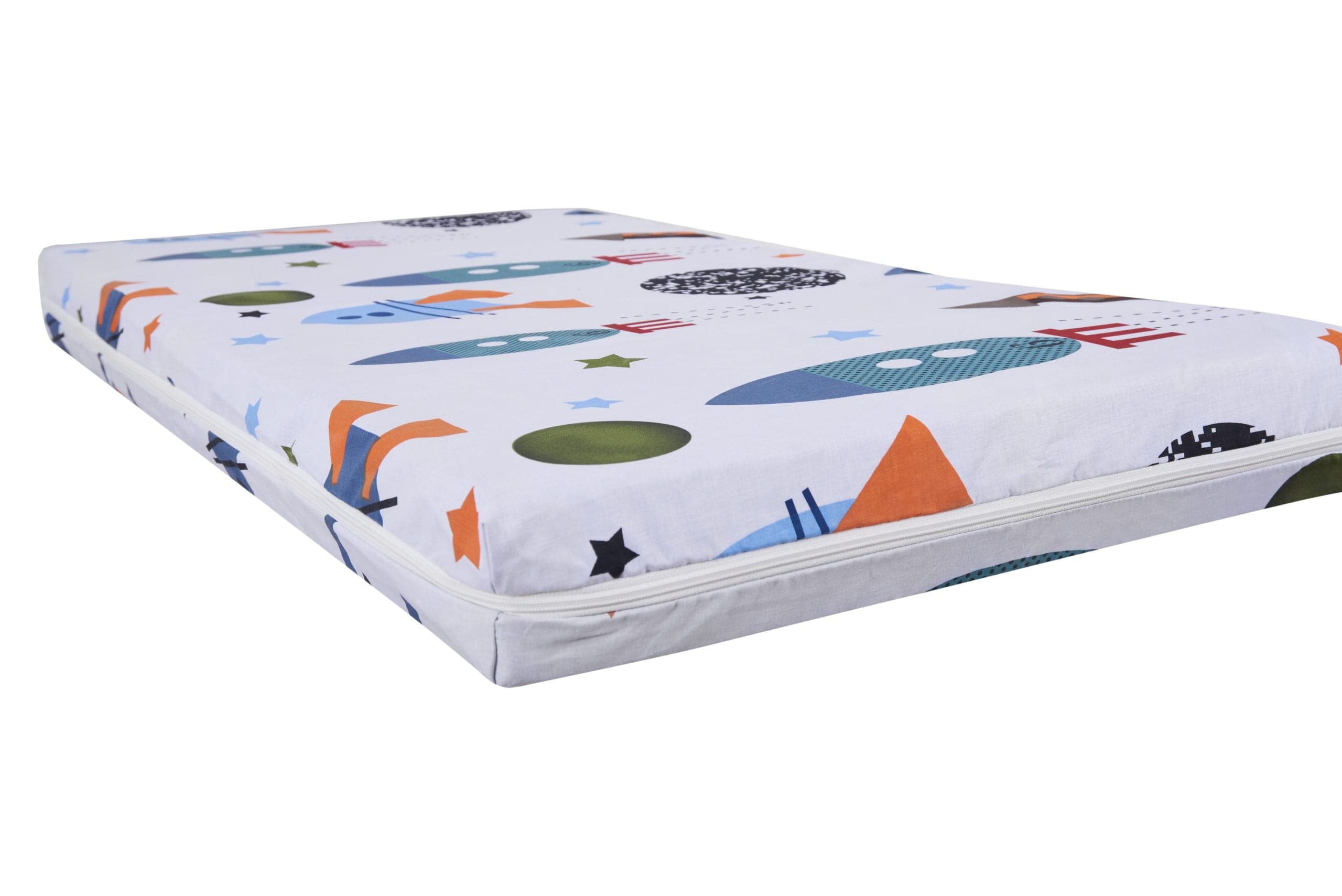 Saltea cu memorie Somnart Memory 70x140, înălțime 10 cm, pentru bebeluși și copii, husă impermeabilă, fermitate medie, model rachete - 2