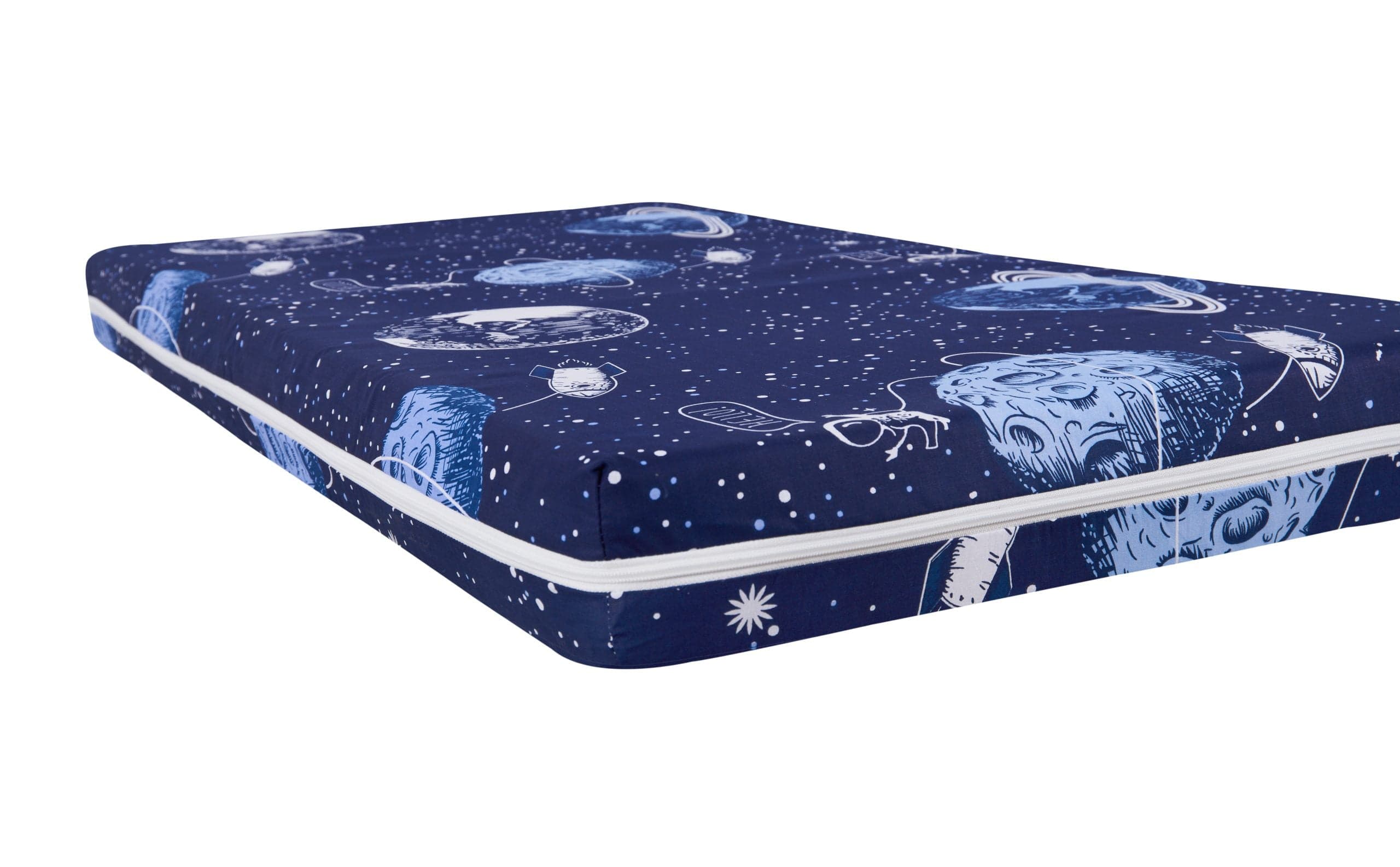 Saltea cu spumă poliuretanică Somnart Ortopedică 70x140, înălțime 10 cm, pentru bebeluși și copii, husă impermeabilă, fermitate medie, model cosmos - 3