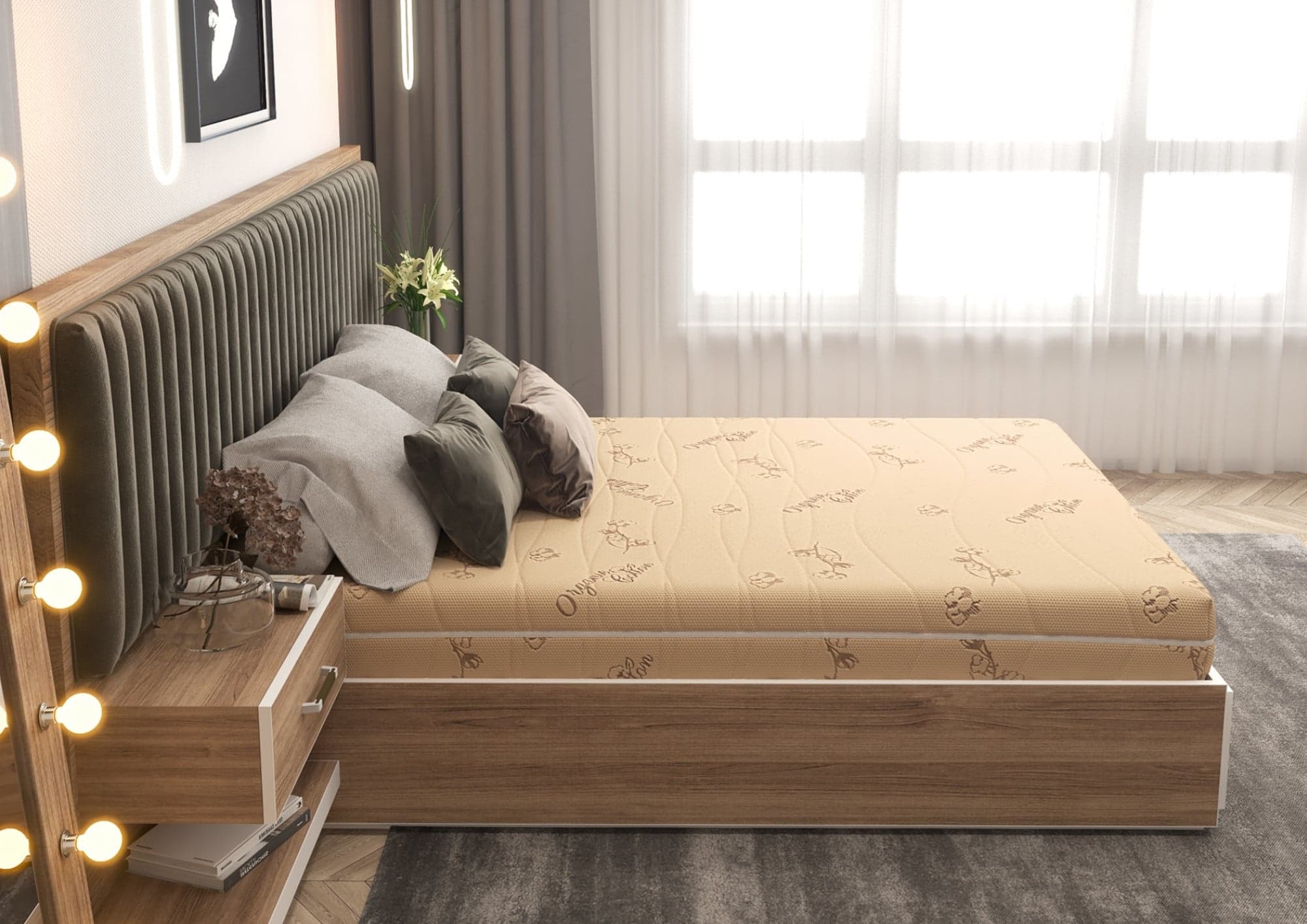 Saltea cu spuma poliuretanica Somnart Ortopedic Bio Cotton 140x200, inaltime 17 cm, ortopedica, husa detasabila si lavabila, fermitate medie - 4