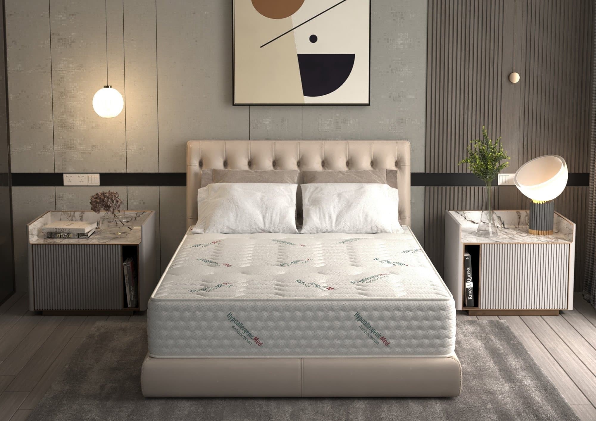 Saltea cu arcuri Pocket HypoallergenicMed® Safe Relax HoReCa 200x200, înălțime 25 cm, ortopedică, husă tratament antialergic, fermitate mediu-tare