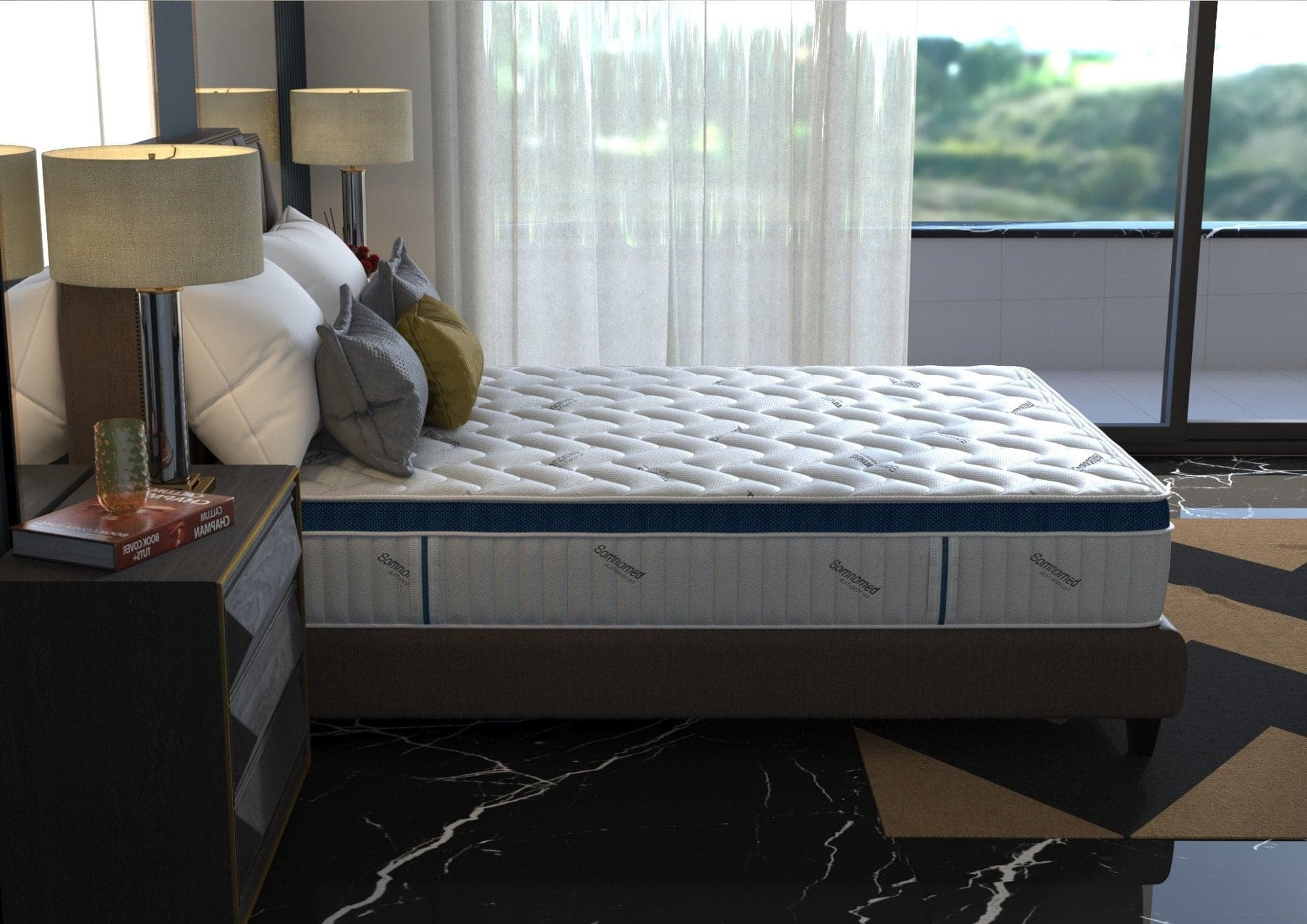 Saltea cu arcuri Somnomed Complete Care 4Family 140x200, înălțime 26 cm, spumă cu memorie, husa tratament antifungic, fermitate mediu-tare, sistem aerisire 3D - 4