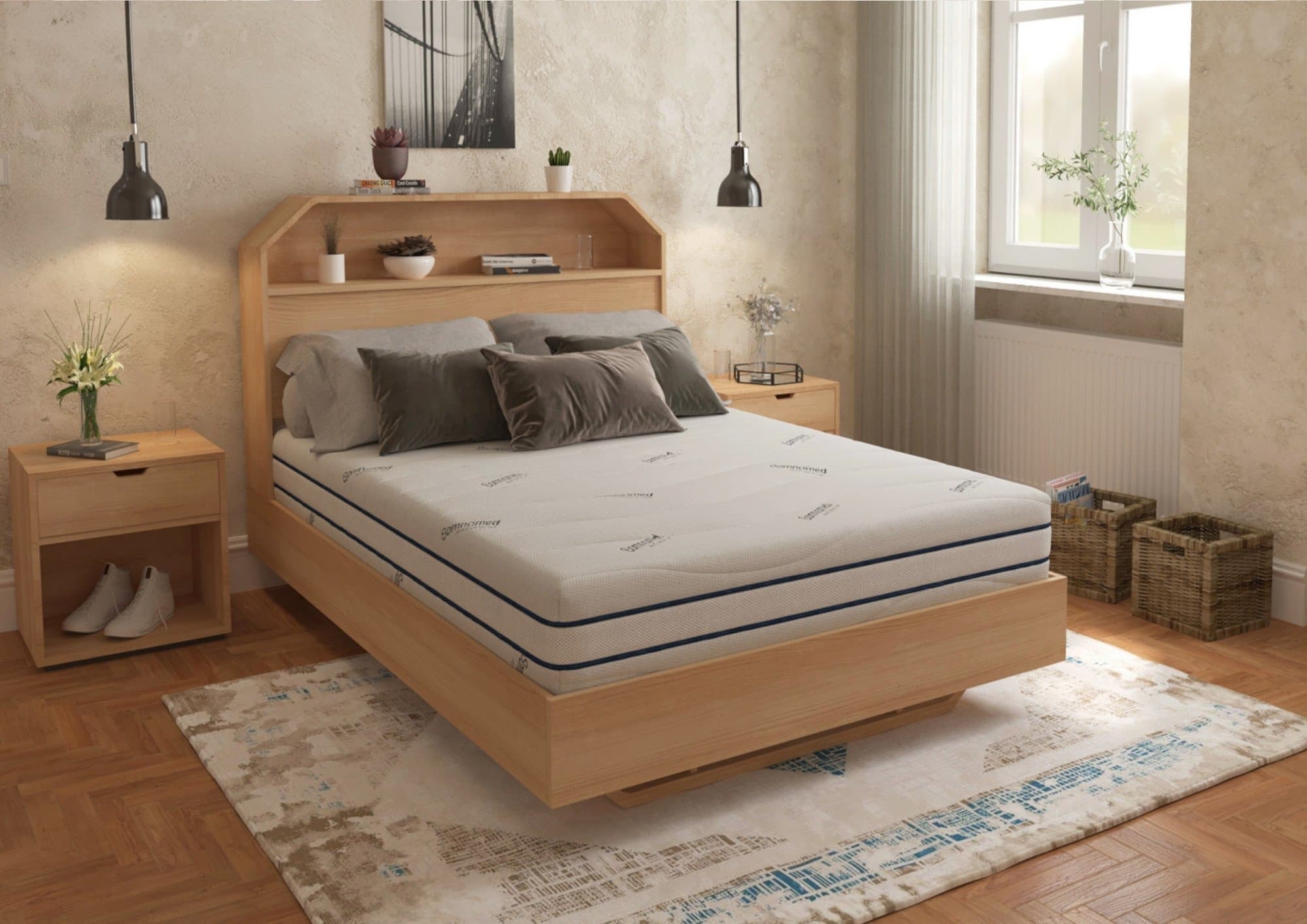 Saltea cu memorie Somnomed Antiacaria 180x200, înălțime 20 cm, pentru alergici, husă cu tratament antiacarian, rulată, fermitate medie