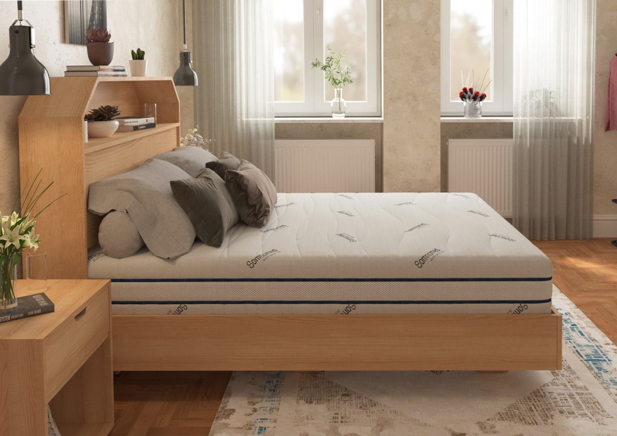 Saltea cu memorie Somnomed Antiacaria 140x200, înălțime 20 cm, pentru alergici, husă cu tratament antiacarian, rulată, fermitate medie - 4