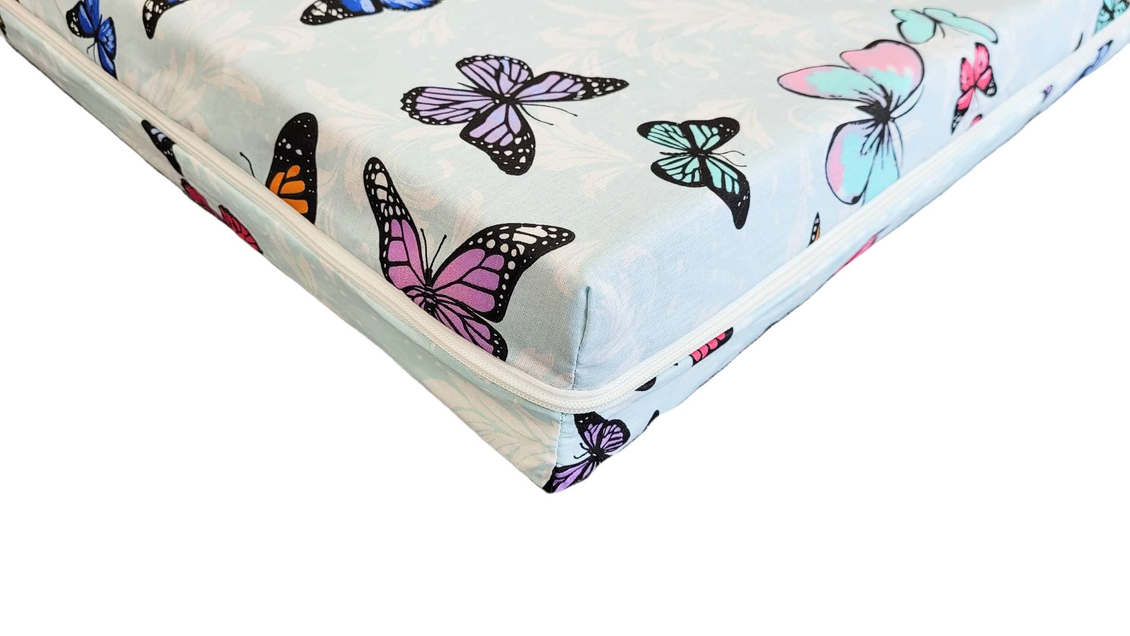 Saltea cu spumă poliuretanică Somnart Ortopedică 60x120, înălțime 10 cm, pentru bebeluși și copii, husă impermeabilă, fermitate medie, model fluturi - 3