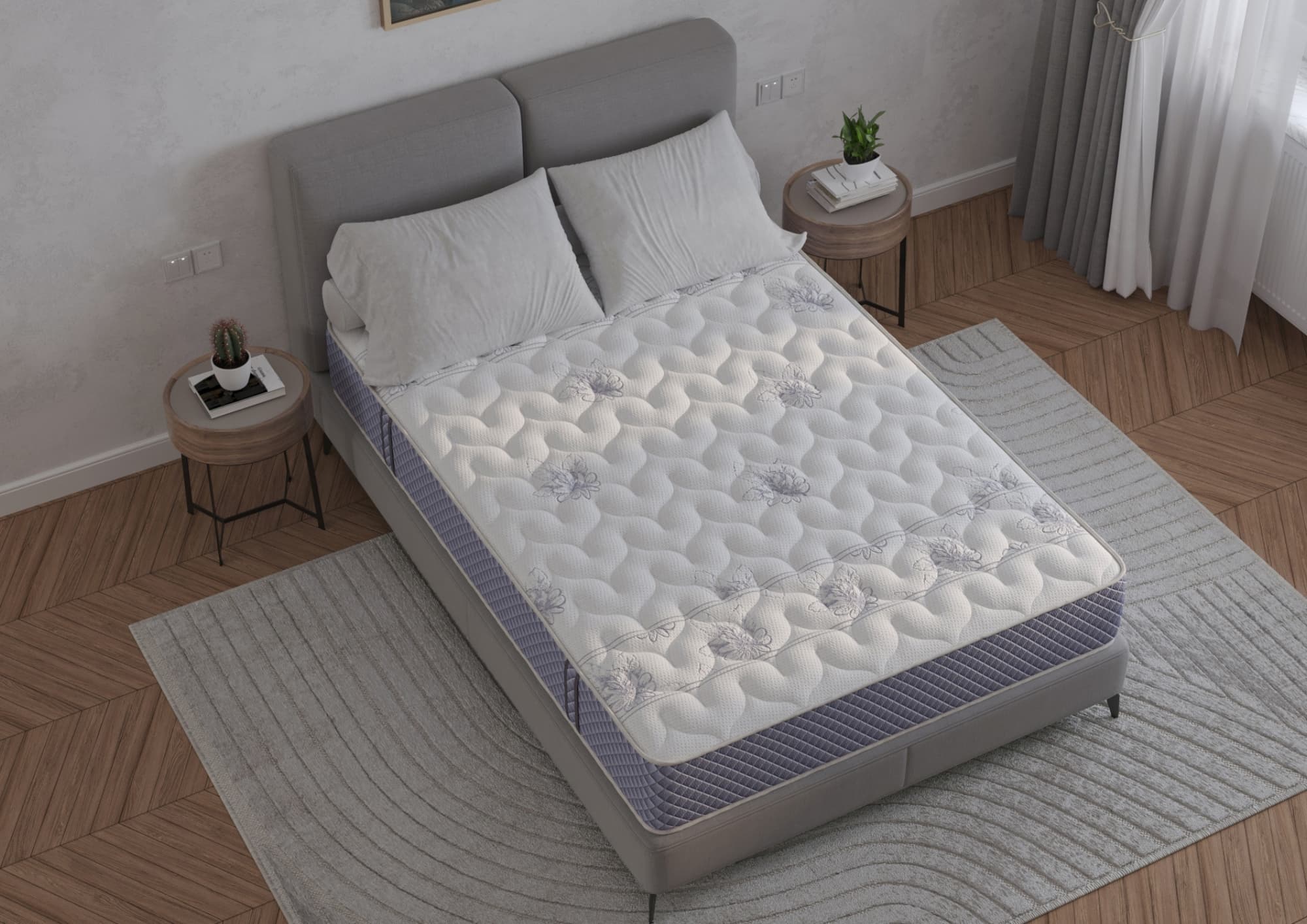 Saltea cu memorie si arcuri Passiflora Pocket Multilayer, 90x200, inaltime 28 cm, fermitate medie