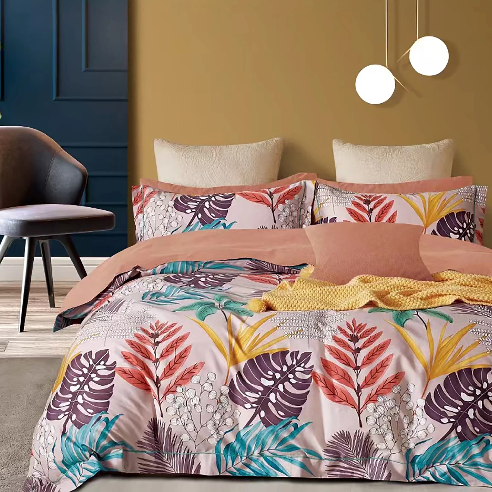 Lenjerie de pat Percale 2PXXL, 4 piese, cearceaf pat clasic 240cm x 260cm, cearceaf pilota 200cm x 230cm, 2 fete perna 50 x 70, PRC136