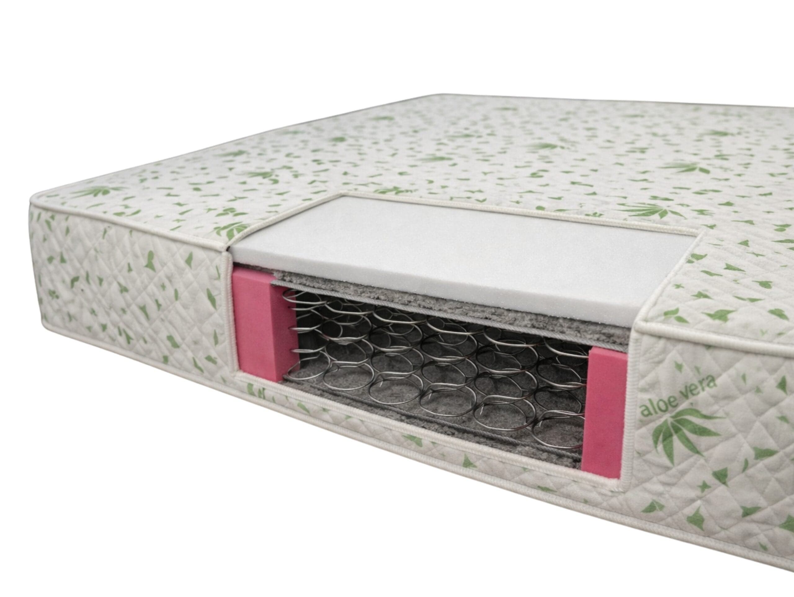 Saltea cu arcuri Somnia Aloe Vera 120×200, inaltime 20 cm, ortopedica, husa matlasata, doua fete, duritate medie - 3
