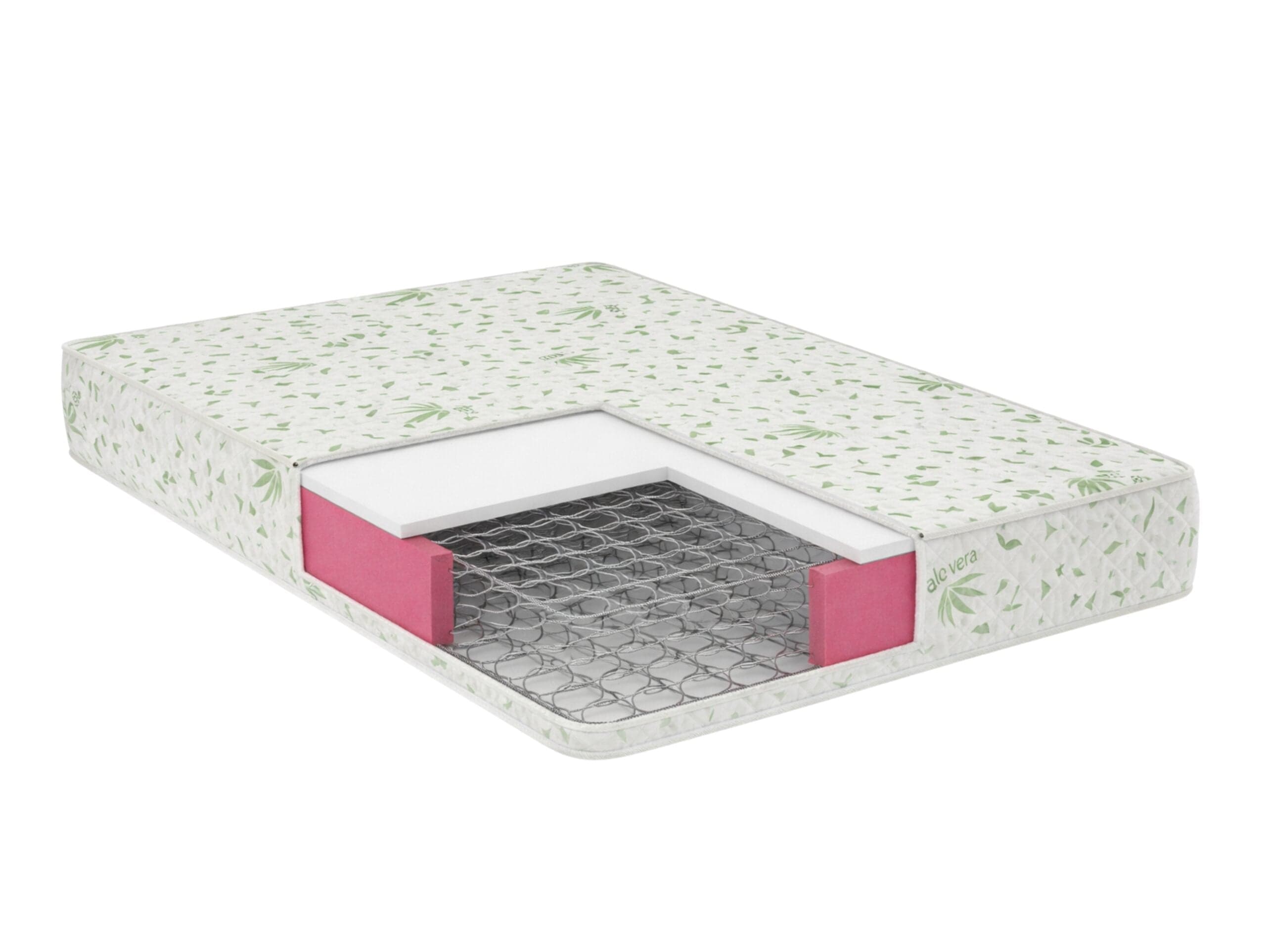 Saltea cu arcuri Somnia Aloe Vera 90×200, inaltime 20 cm, ortopedica, husa matlasata, doua fete, duritate medie - 8
