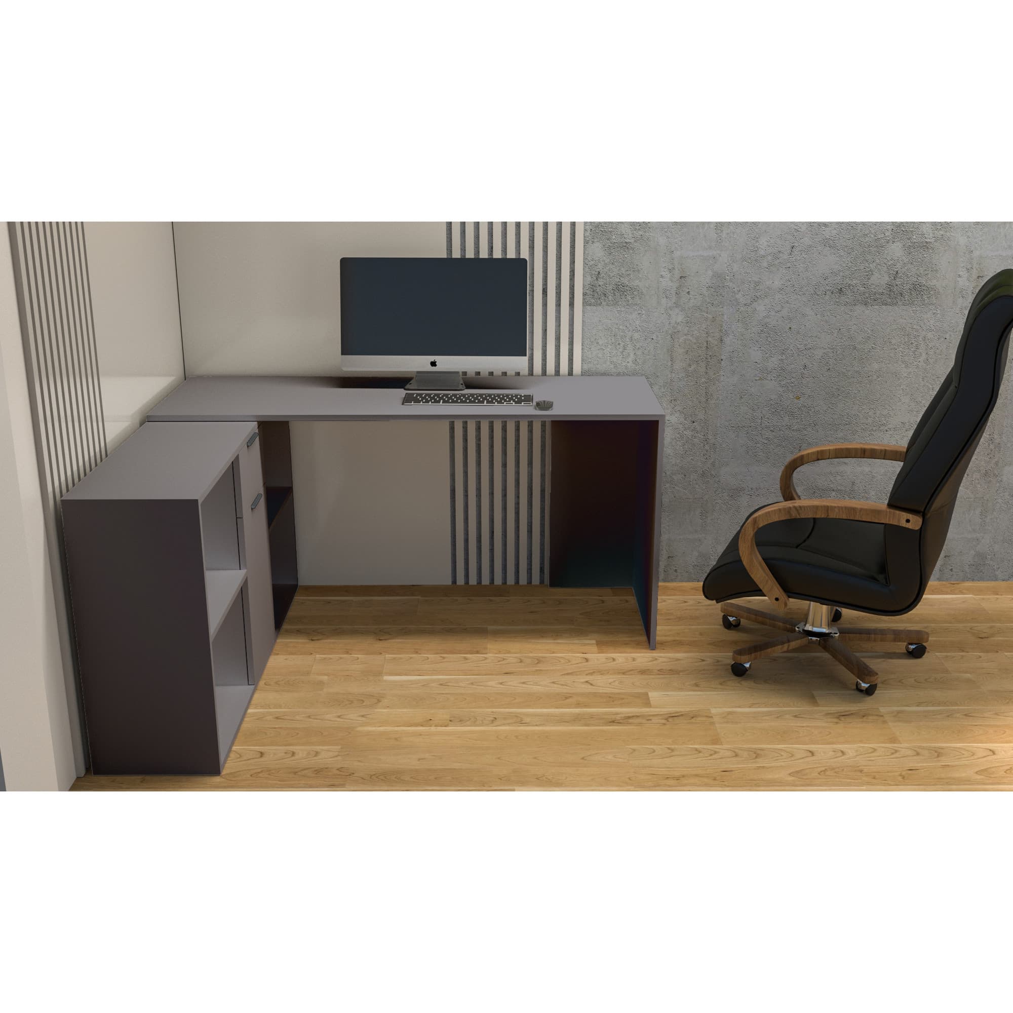 Birou extensibil rotativ Atelier Monarc, dimensiuni 135x53x73 cm, culoare gri