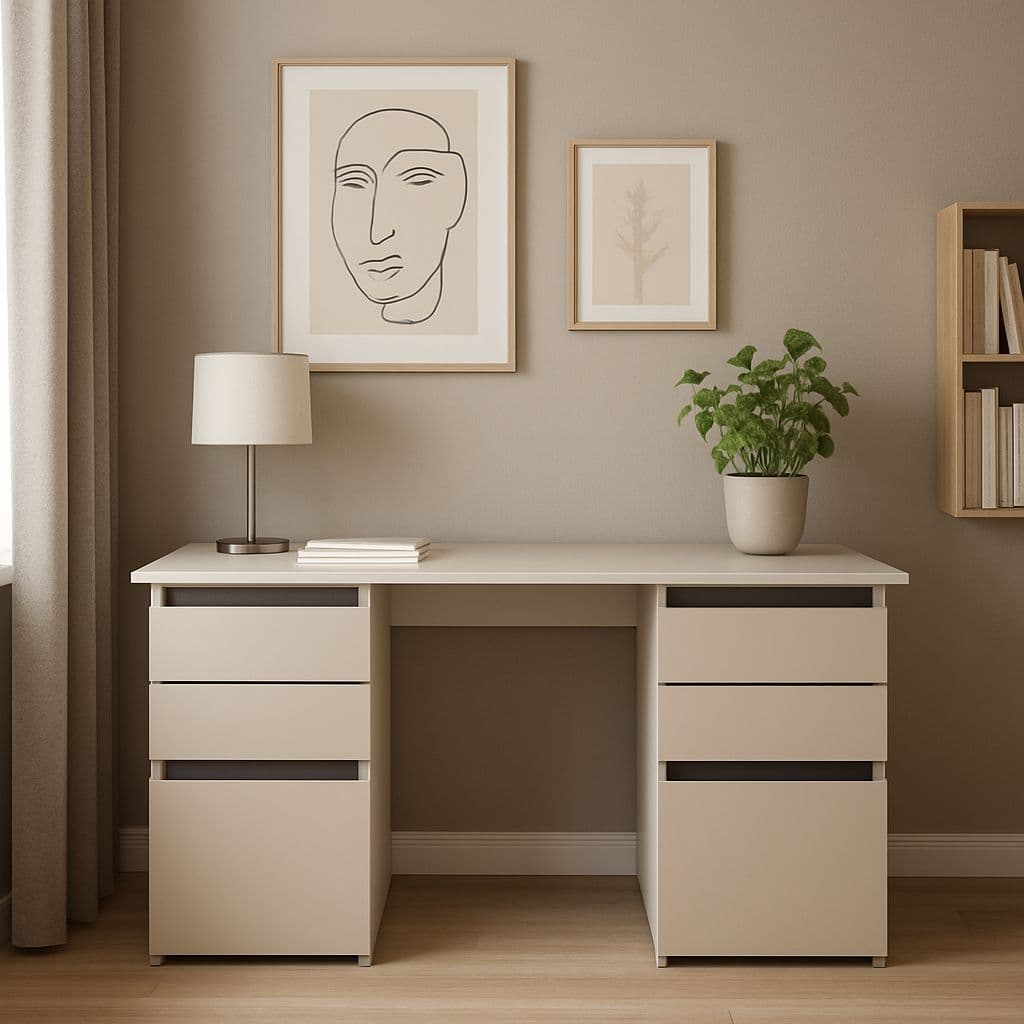 Birou Atelier Arnt, cashmir/negru, 140x55x75 cm, 4 sertare, 2 usi