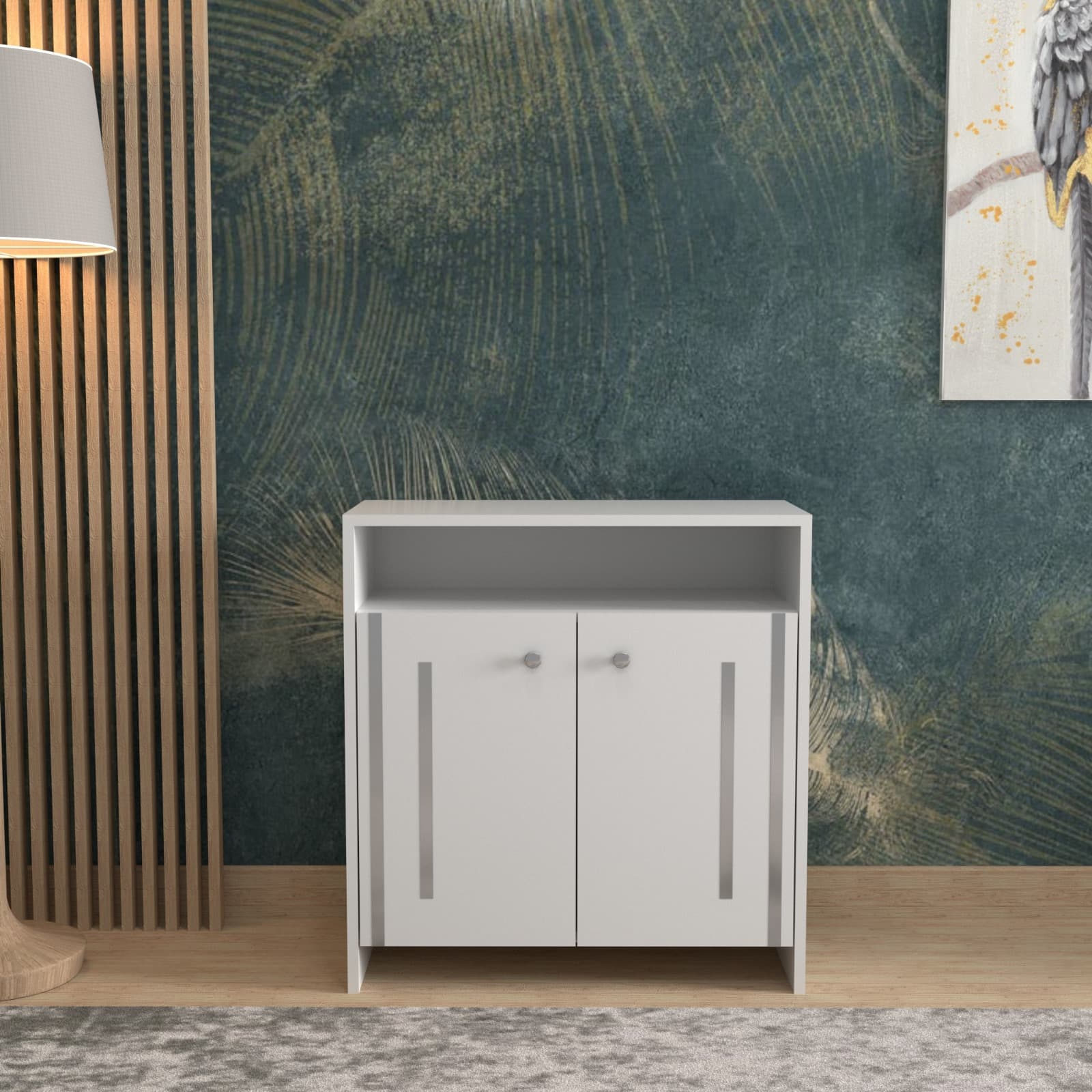 Comoda Atelier Haman, dimensiuni 75x35x77, 2 usi, culoare alb