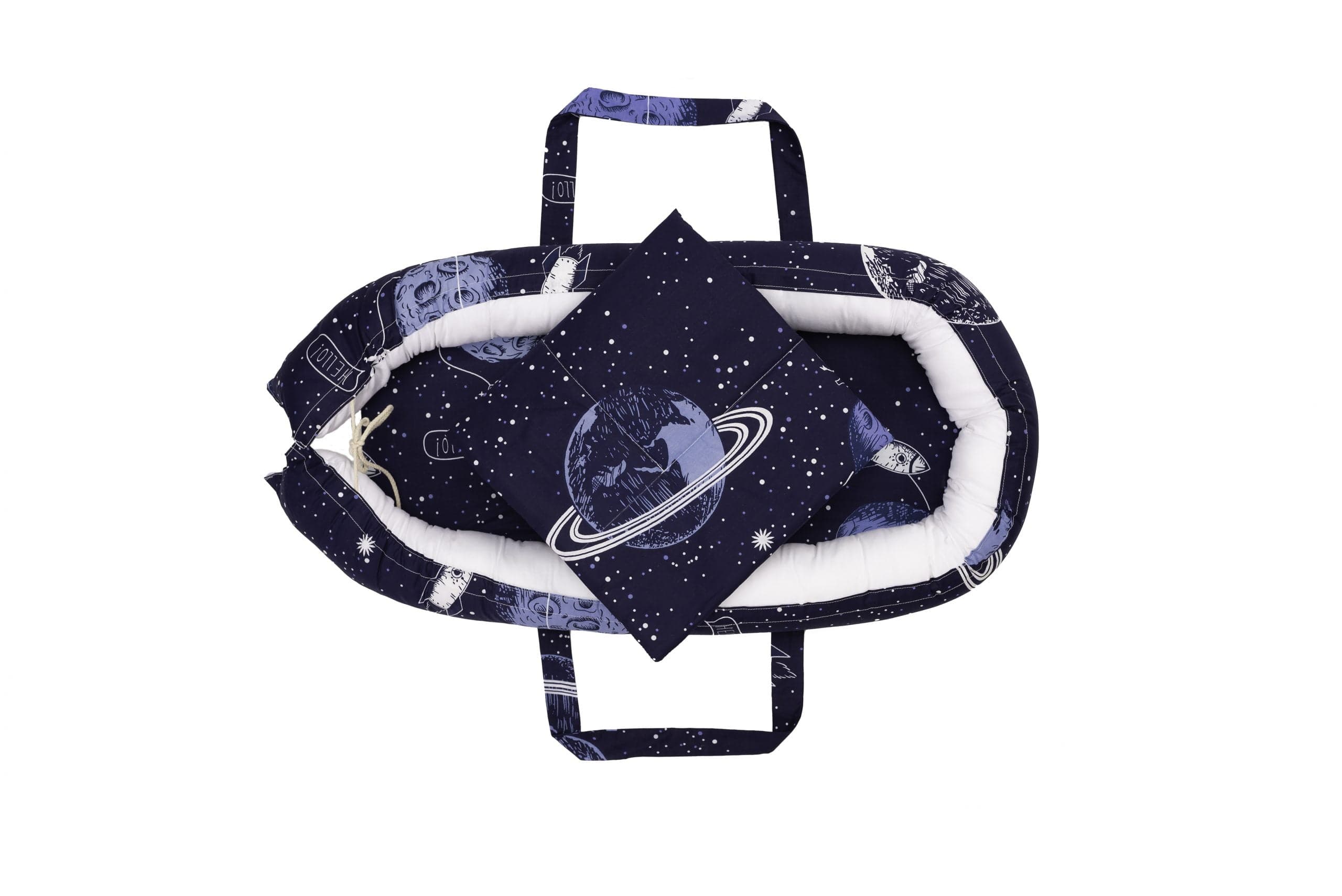 Baby Nest Somnart: Cosulet bebelusi + Salteluta 42x84x2 cm + Paturica 70x70 cm model Cosmos