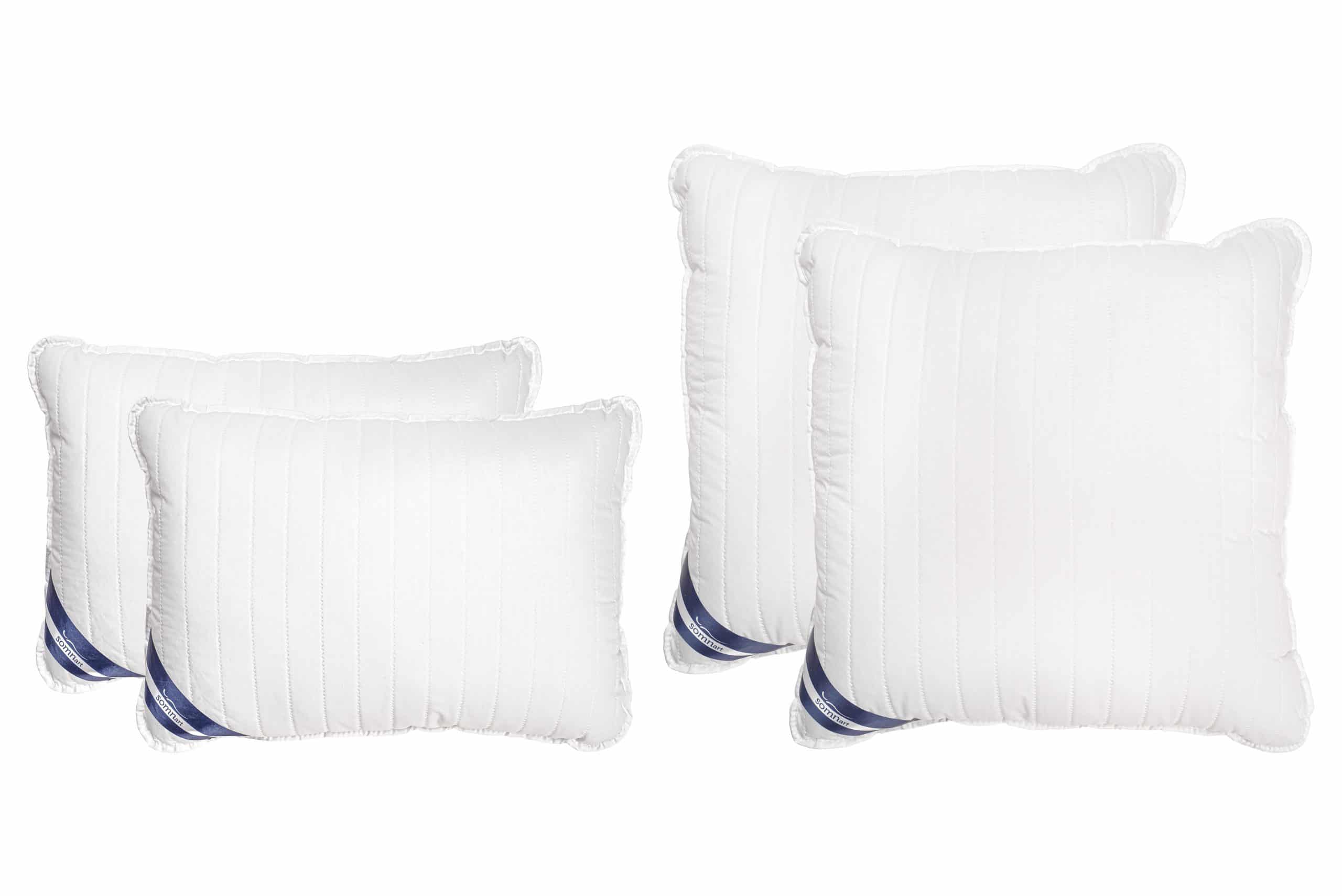 Set 4 Perne Somnart Policotton alb, 2 perne 50x70 + 2 perne 70x70, model linii drepte