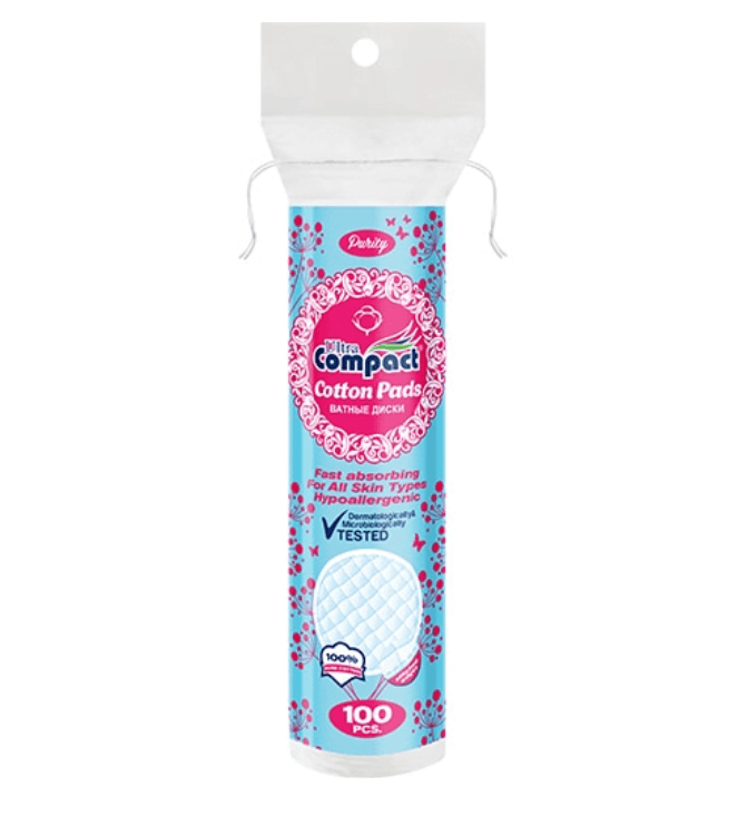 Dischete demachiante 100 buc, Ultra Compact, rotunde, pentru toate tipurile de piele