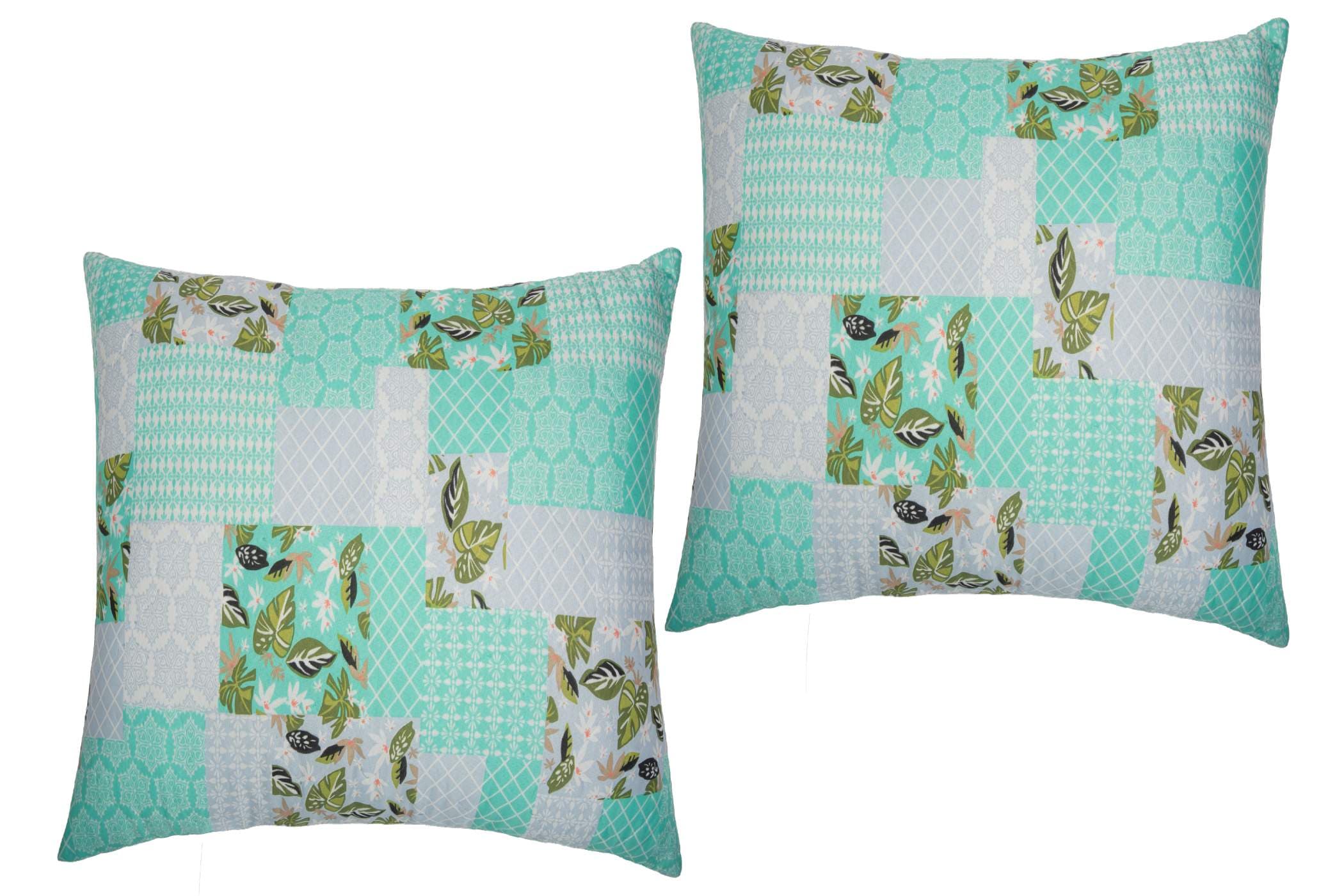 Set 2 perne Green Flowers, 70x70 cm, microfibra