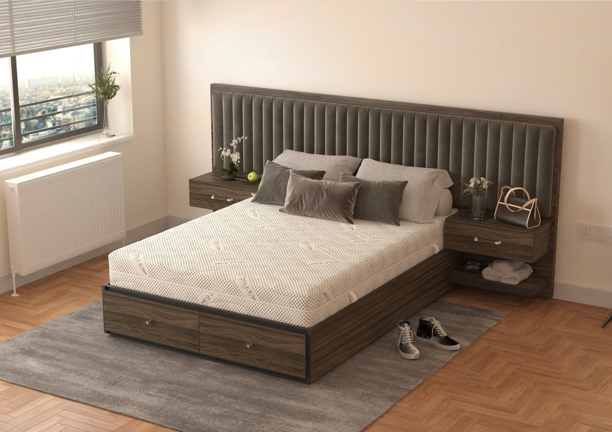 Saltea cu spuma poliuretanica Somnexpert Silver FORTE, 90x200, inaltime 20 cm, ortopedica, husa ioni argint lavabila, manere, fermitate mare