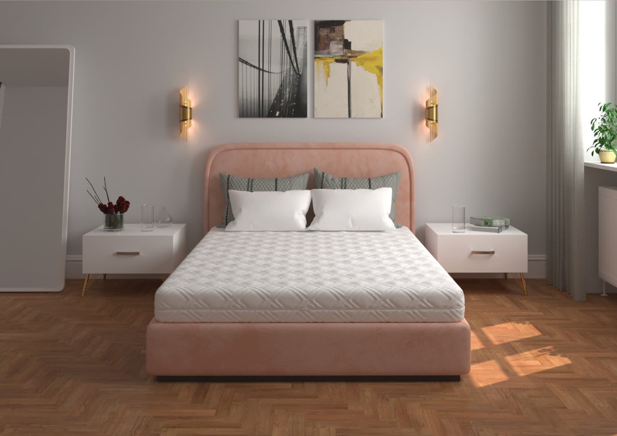 Saltea cu spumă poliuretanică SOMNART 90x200, înălțime 20 cm, ortopedică, husă detașabilă cu fermoar, rulată, fermitate medie